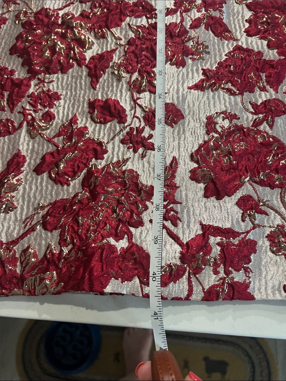 Tuckernuck Hyacinth House Strapless Floral Jacquard Dress with Red Feather Trim - Picture 9 of 9